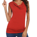 Ruched Cowl Neck Tank Tops - Nadorine (Us Only)