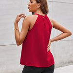 Nadorine High Neck Halter Tops Sleeveless Flowy Cami Blouse