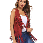 Nadorine Fringe Vest 70s Cowgirl Costume Faux Suede Rave