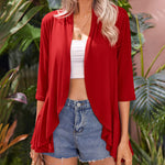 Nadorine Women's 3/4 Sleeve Draped Ruffles Cardigan