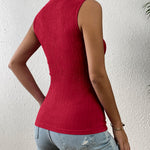 Nadorine High Neck Tank Top Casual Ribbed Knit Shirts