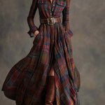 Beatrice | Plaid Belted Maxi Dress