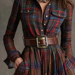 Beatrice | Plaid Belted Maxi Dress