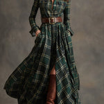 Beatriz | Long Checkered Dress with Belt
