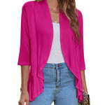 Nadorine Women's 3/4 Sleeve Draped Ruffles Cardigan