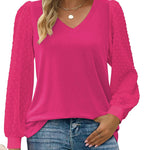 Nadorine Women's Blouses Dressy Casual V Neck Top