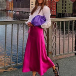 Satin Zipper Elegant Work Skirts - Nadorine (US Only)