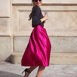 Satin Zipper Elegant Work Skirts - Nadorine (US Only)
