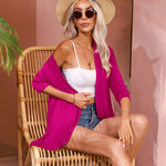 Nadorine Women's 3/4 Sleeve Draped Ruffles Cardigan