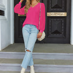 Nadorine Women's Blouses Dressy Casual V Neck Top