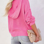 Women's Oversized Sweater V Neck Hooded Pullover Sweater Long Sleeve Knitted Jumper Tops - Nadorine (Us Only)