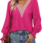 Nadorine Casual Lace V Neck T-Shirts
