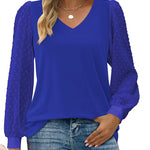 Nadorine Women's Blouses Dressy Casual V Neck Top