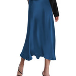 Nadorine Midi Skirt High Waisted Solid Satin Dress