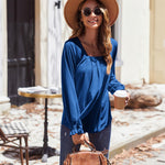Nadorine Long Sleeve Shirts Square Neck Pleated Tunic Tops