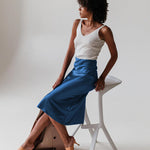 Nadorine Midi Skirt High Waisted Solid Satin Dress