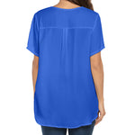 Women's Casual Tunic Summer Short Sleeve Chiffon Top Loose V Neck Dressy Office Work Shirt Blouse - Nadorine (Us Only)