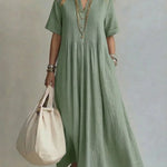 WREN | Blue Maxi Dress Short Sleeve