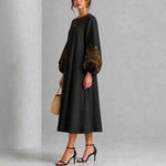 Rachel | Floral Lantern Sleeve Midi Dress