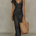 Isabella | Sleeveless satin maxi dress with delicate spaghetti straps