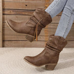 Pamela | Western Leather-Look Boots