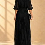 Genevieve | Off-shoulder chiffon maxi dress with flowing skirt