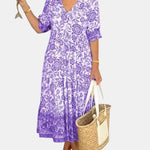Aria™ | Elegant Floral Dress with V-Neck