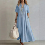 WREN | Blue Maxi Dress Short Sleeve