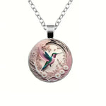 Hummingbird Glass Dome Pendant Necklace