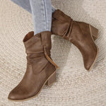 Pamela | Western Leather-Look Boots