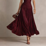 Cordelia | Pleated V-neck maxi dress with open back