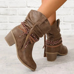 Pamela | Western Leather-Look Boots