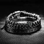 Roman Panther Triple Stack Bracelet Set