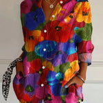 Charlotte King | Vibrant Floral Print Cotton Blouse For Women