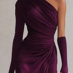 Josephine | One-shoulder ruched maxi dress with single long sleeve