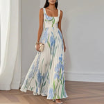 Floriene | Floral Print A-Line Maxi Dress