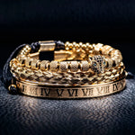 Roman Panther Triple Stack Bracelet Set