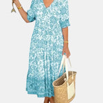 Aria™ | Elegant Floral Dress with V-Neck