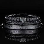 Roman Panther Triple Stack Bracelet Set