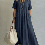 WREN | Blue Maxi Dress Short Sleeve