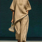 Anila Linen Cropped Pants Set