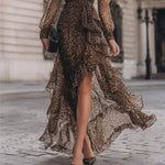Savannah | Leopard print maxi dress with long sleeves and high waist