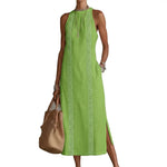 Katlyn - Halter Slit Maxi Dress