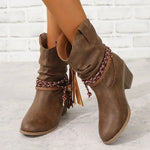 Pamela | Western Leather-Look Boots