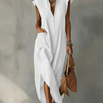 Rebecca - Ruffle Collar V-Neck Dress