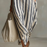 Scout | Striped Shirt Maxi Dress with Long Sleeves and Side Pockets