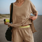 Nadorine Cotton Button Vest Shorts 2 Piece Sets