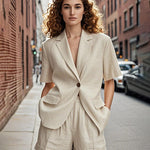 Linen Blazer Shorts 2-Piece Set
