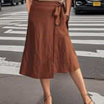 Wrap Tie Midi Skirt