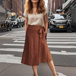 Wrap Tie Midi Skirt